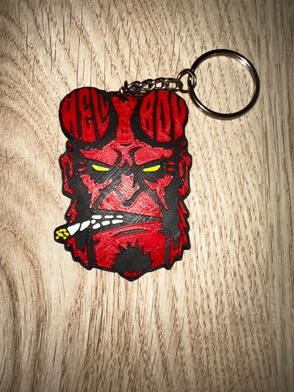 Red Demon Hunter Mask Keychain – 3D Printed Comic Fiend Key Ring